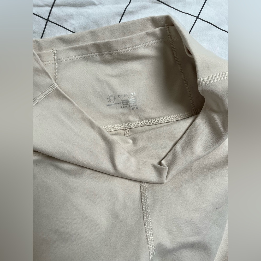 Aerie Offline Hugger High Waist Cinch Yoga Pants in Cake Batter | Cream | Sz: M - Picture 3 of 4